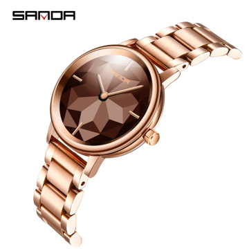 Classy SANDA P1019 Ladies Japan Movement Quartz Watches Fancy Cheap Stainless Steel Back Wristwatches